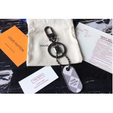 Louis Vuitton M63618 LV Tab Bag Charm and Key Holder Damier Azur Canvas Black Hardware