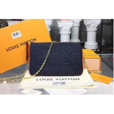 Louis Vuitton M63916 Pochette Double Zip Monogram Empreinte Leather Marine Rouge