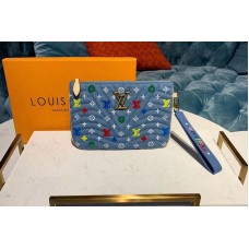 Louis Vuitton M67531 LV New Wave Pochette Zip Bags Blue Monogram Denim