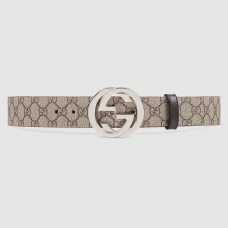 Gucci Beige/ebony GG Supreme Belt With G Buckle