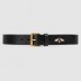 Gucci Black Bee Print Leather Belt With Square Buckle