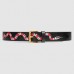 Gucci Black Kingsnake Print Leather Belt With Square Buckle