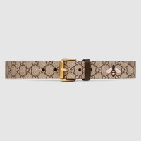 Gucci Bee Print GG Supreme Belt With Square Buckle