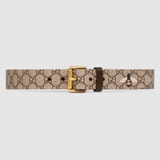 Gucci Bee Print GG Supreme Belt With Square Buckle