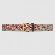 Gucci Kingsnake Print GG Supreme Belt With Square Buckle