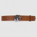 Gucci Camarel Leather Belt With Tiger Buckle