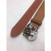 Gucci Camarel Leather Belt With Tiger Buckle