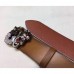 Gucci Camarel Leather Belt With Tiger Buckle