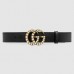 Gucci Black Leather Belt With Pearl Double G Buckle