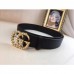 Gucci Black Leather Belt With Pearl Double G Buckle