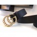 Gucci Black Leather Belt With Pearl Double G Buckle