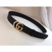 Gucci Black Leather Belt With Pearl Double G Buckle