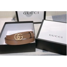 Gucci 2cm Leather belt with torchon Double G buckle in Khaki Leather