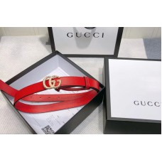 Gucci 2cm Leather belt with torchon Double G buckle in Red Leather