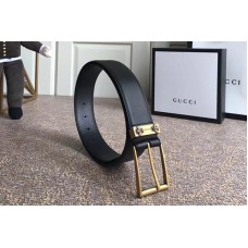 Gucci 474811 4cm Leather belt Gold Bee buckle in Black leather