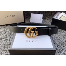 Men&#8217;s Gucci 414516 35mm Leather belt with Gold Double G buckle in Black Leather