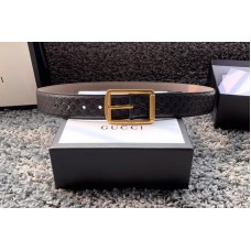 Men&#8217;s Gucci 449716 40mm Gucci Signature belt with Gold GG Buckle in Black Signature leather