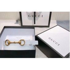 Women&#8217;s Gucci 230127 Leather belt 2cm Gold Buckle in White Leather