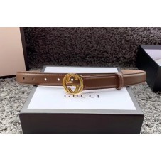 Women&#8217;s Gucci 370717 25mm Leather belt with Interlocking Gold G buckle in Caramel Leather