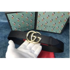 Gucci 406831 GG Marmont leather belt with shiny buckle in Black leather