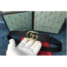 Gucci 414516 GG Marmont leather 30mm belt with shiny buckle in Black leather