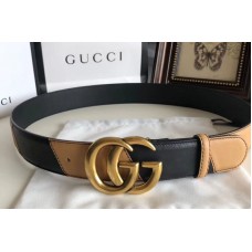 Gucci 582348 40cm Leather belt with Double G buckle Black and Tan Leather