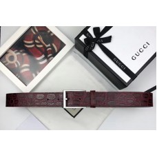 Gucci Crocodile 35mm belt with Rectangular buckle Brown