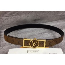 Louis Vuitton M0203U LV Dauphine 25mm Reversible belts Monogram Canvas/Black Gold/Silver Buckle
