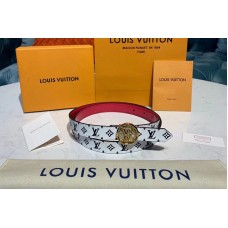 Louis Vuitton M0148V LV Circle Plate 20mm Reversible belt Diamond Buckle White Monogram canvas Strap
