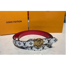 Louis Vuitton M0148V LV Circle Plate 20mm Reversible belt White Monogram canvas Strap