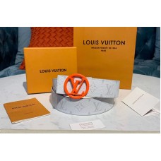 Louis Vuitton M0169U LV Circle 40mm Reversible Belt Monogram White canvas Orange Buckle