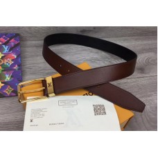 Louis Vuitton M0172T LV Pont Neuf 35MM belts Brown Calf leather Gold Buckle