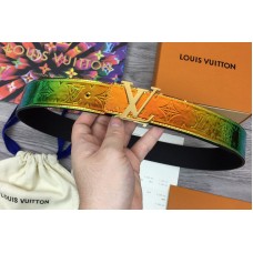 Louis Vuitton M0251V LV Shape 40mm reversible belt In embossed Monogram Prism with Gold Buckle