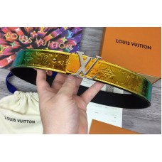 Louis Vuitton M0251V LV Shape 40mm reversible belt In embossed Monogram Prism with Silver Buckle