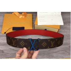 Louis Vuitton MP069V LV Initiales 40mm reversible belt In Red Epi/Monogram Canvas With Blue Buckle