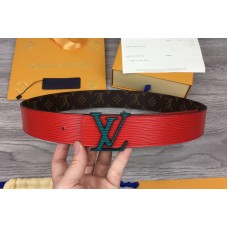 Louis Vuitton MP069V LV Initiales 40mm reversible belt In Red Epi/Monogram Canvas With Green Buckle