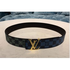 Louis Vuitton M0087Q LV Initiales 40mm Reversible Belt in Damier Graphite Canvas Gold Buckle