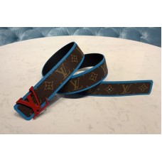 Louis Vuitton MP204V LV Shape Patchwork 40mm belt in Monogram canvas With Red Buckle