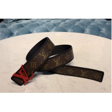 Louis Vuitton MP205V LV Shape Patchwork 40mm belt in Monogram canvas With Red Buckle