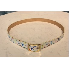 Louis Vuitton M9584W LV Mini 25mm Belt in White Monogram Multicolor