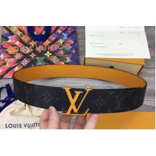 Louis Vuitton M0263V LV Initiales 40mm Reversible belt in Monogram Eclipse Canvas With Orange Buckle