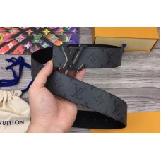 Louis Vuitton M0285V LV Initiales 40mm Reversible belt in Monogram Eclipse Canvas With Black Buckle