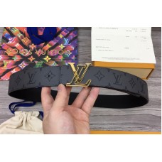 Louis Vuitton M0285V LV Initiales 40mm Reversible belt in Monogram Eclipse Canvas With Gold Buckle