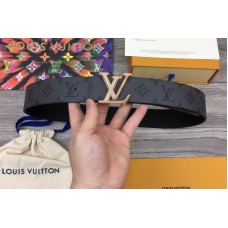 Louis Vuitton M0285V LV Initiales 40mm Reversible belt in Monogram Eclipse Canvas With Gold Buckle