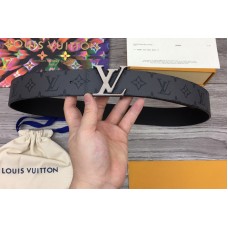 Louis Vuitton M0285V LV Initiales 40mm Reversible belt in Monogram Eclipse Canvas With Silver Buckle