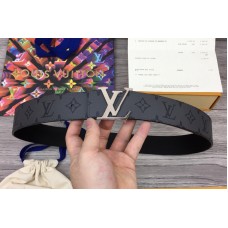 Louis Vuitton M0285V LV Initiales 40mm Reversible belt in Monogram Eclipse Canvas With Silver Buckle