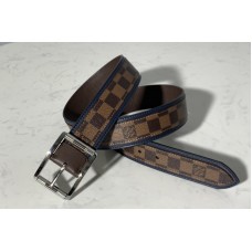 Louis Vuitton M0038U LV Reverso 40mm Reversible Belt Damier Ebene Canvas With Silver Buckle