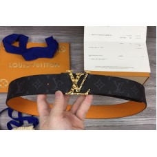 Louis Vuitton M0263V LV Initiales 40mm Reversible belt In Monogram Eclipse/Yellow With Gold Buckle