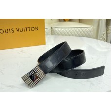 Louis Vuitton M0023U LV Damier Plate 35mm reversible belt in Damier Infini With Silver Buckle