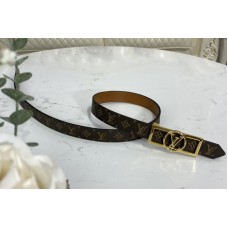 Louis Vuitton M0196U LV Dauphine 25mm Reversible belt in Monogram/Tan Brown With Gold Buckle